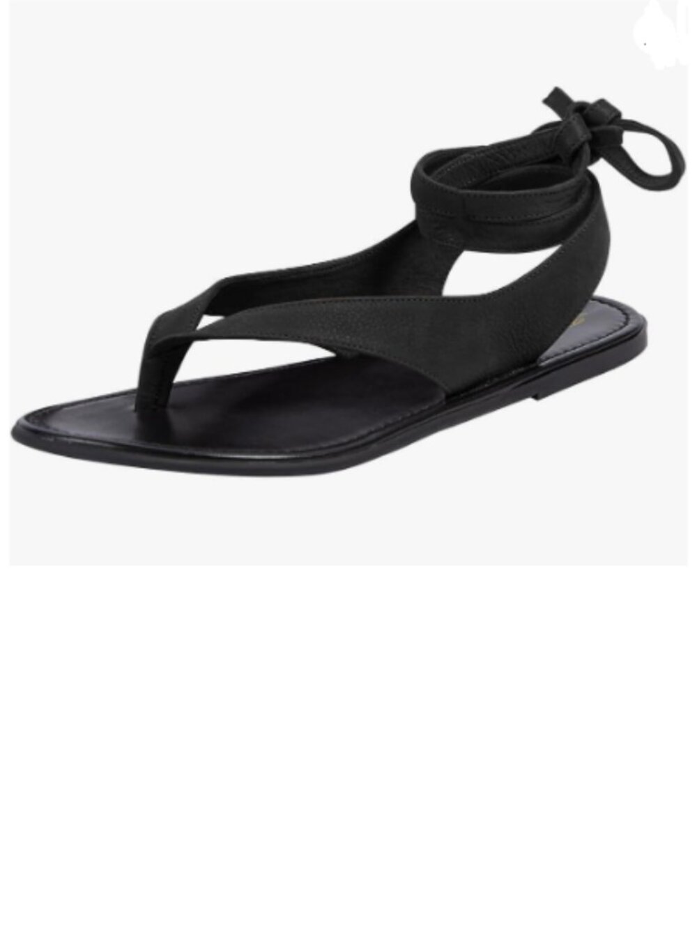 FOWT Black Split Round Toe Sandals Lace up Strappy Flats Flip Flop Shoes